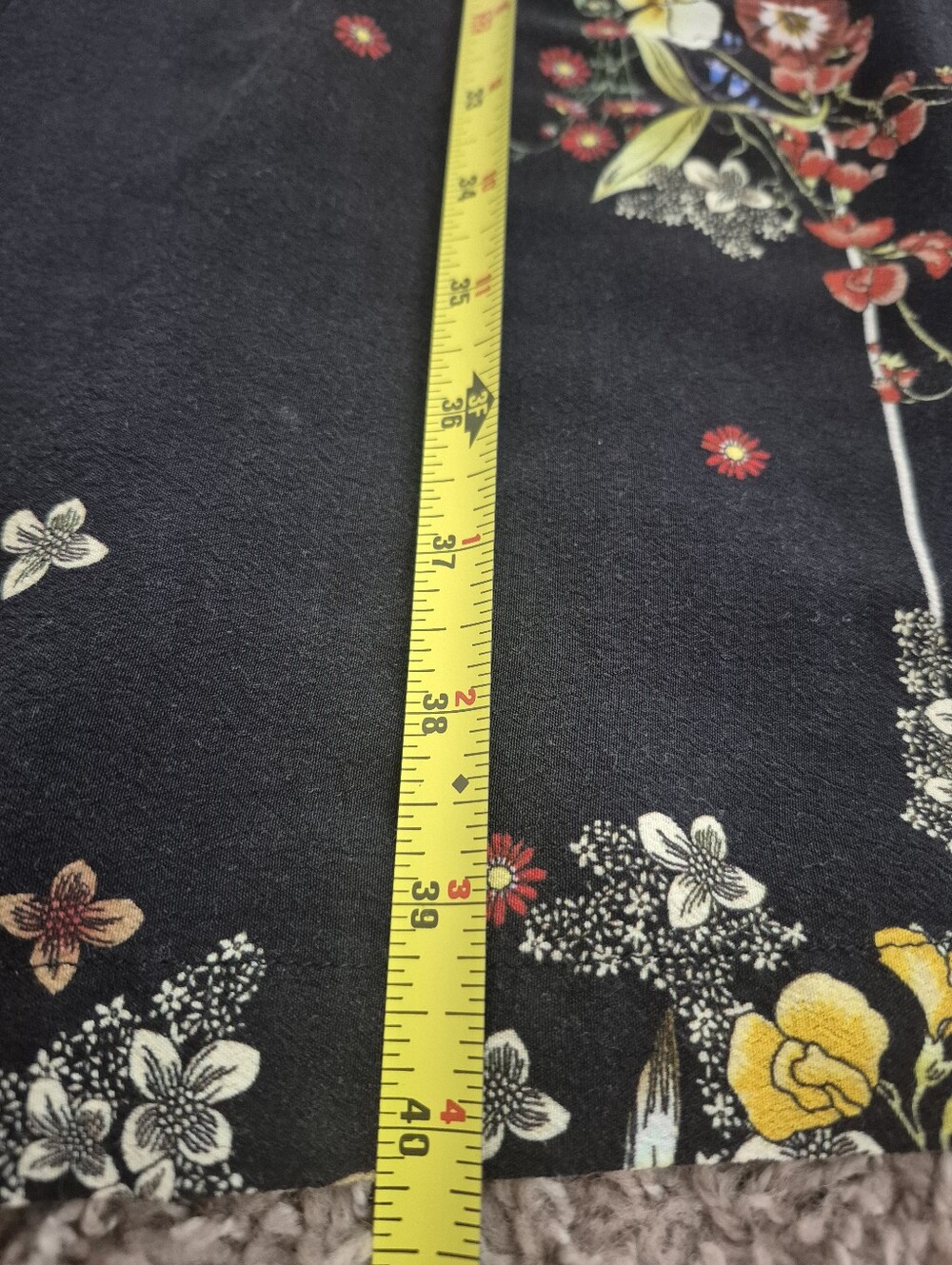 Zara Black Floral Wide-Leg Pants Zize M - Picture 5 of 5